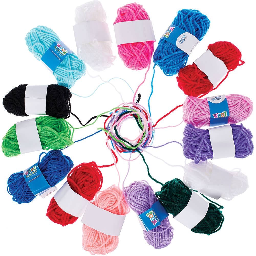 Coloured Wool Value Pack (Pack of 10) 10g Wool Per Roll, 3mm Thick, 10 Assorted Colours, Double Knitting Wool