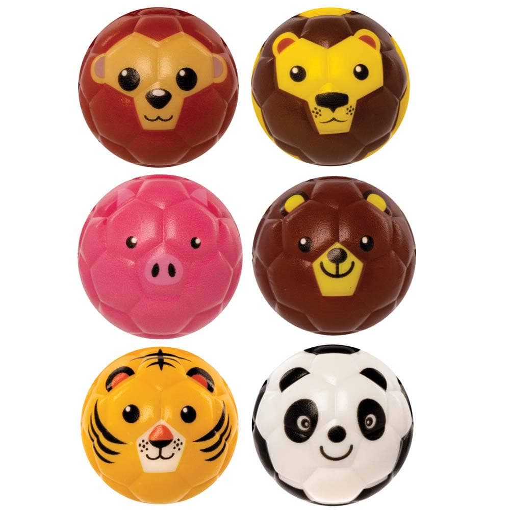 Animal Squeezy Balls (Pack of 6) 6 Assorted Animals - Monkey, Panda, Lion, Pig, Bear & Tiger, Soft & Sensory Toys