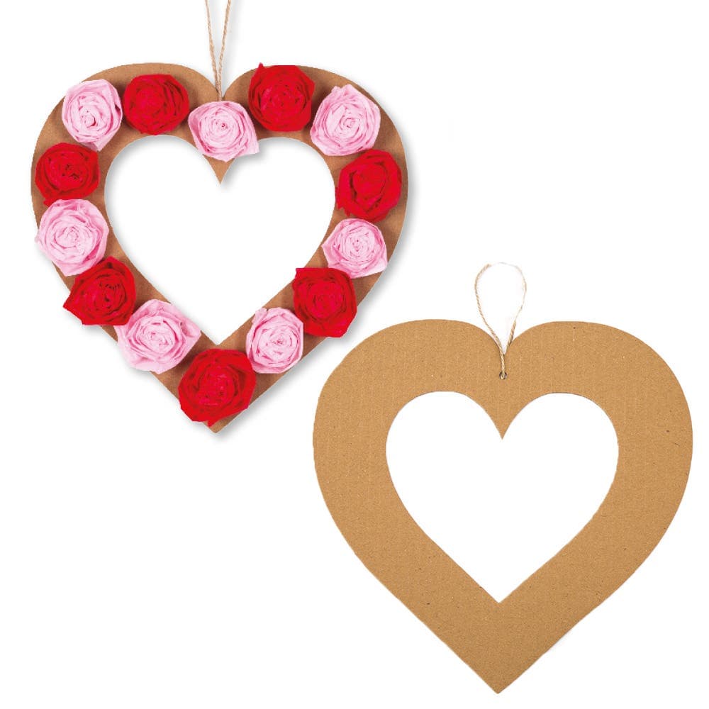 Heart Craft Wreaths (Pack of 10) Design Your Own, 22cm Diameter, Hanging String Included, Craft Activities For Kids