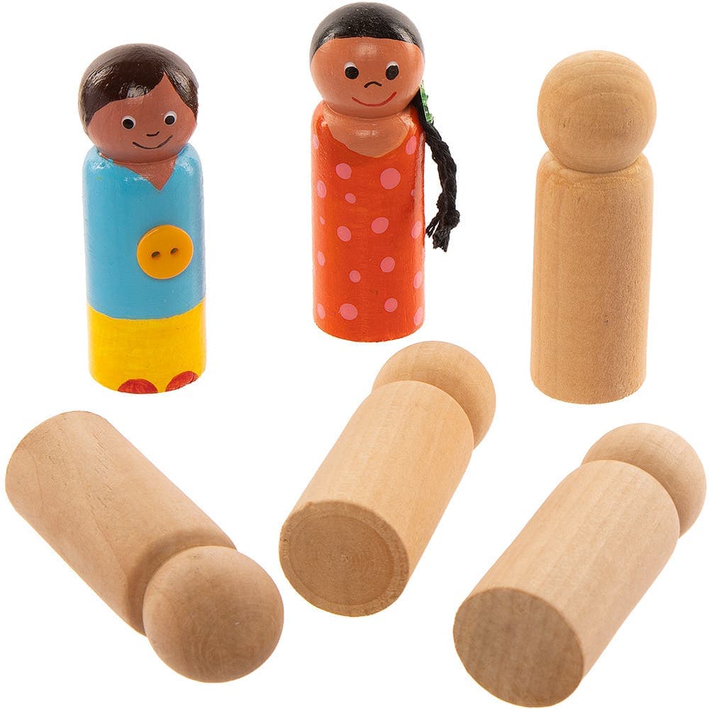 Wooden People (Pack of 10) Create Your Own, 7cm High, Lightweight Wood