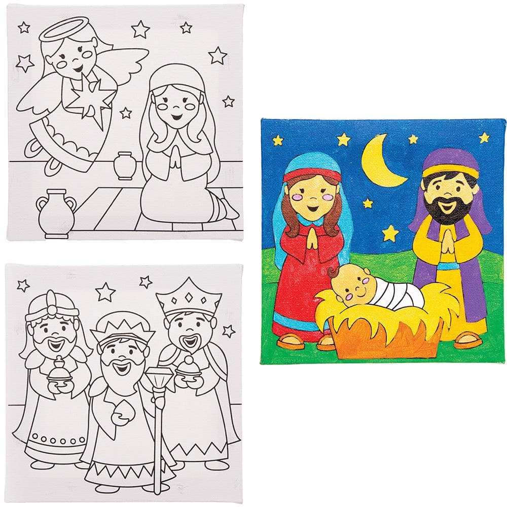 Nativity Colour-in Canvases (Pack of 3) Christmas Crafts