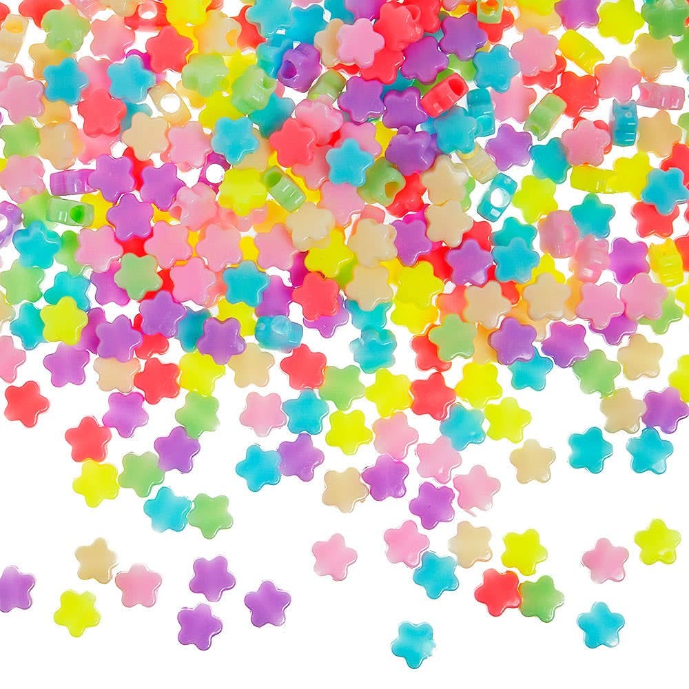 Pastel Flower Pony Beads Value Pack (Pack of 400) 6 assorted pastel colours - Yellow, Pink, Purple, Blue, Red & Green
