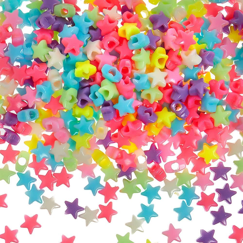 Pastel Star Pony Beads Value Pack (Pack of 400) 6 assorted pastel colours - Yellow, Pink, Purple, Blue, Red & Green