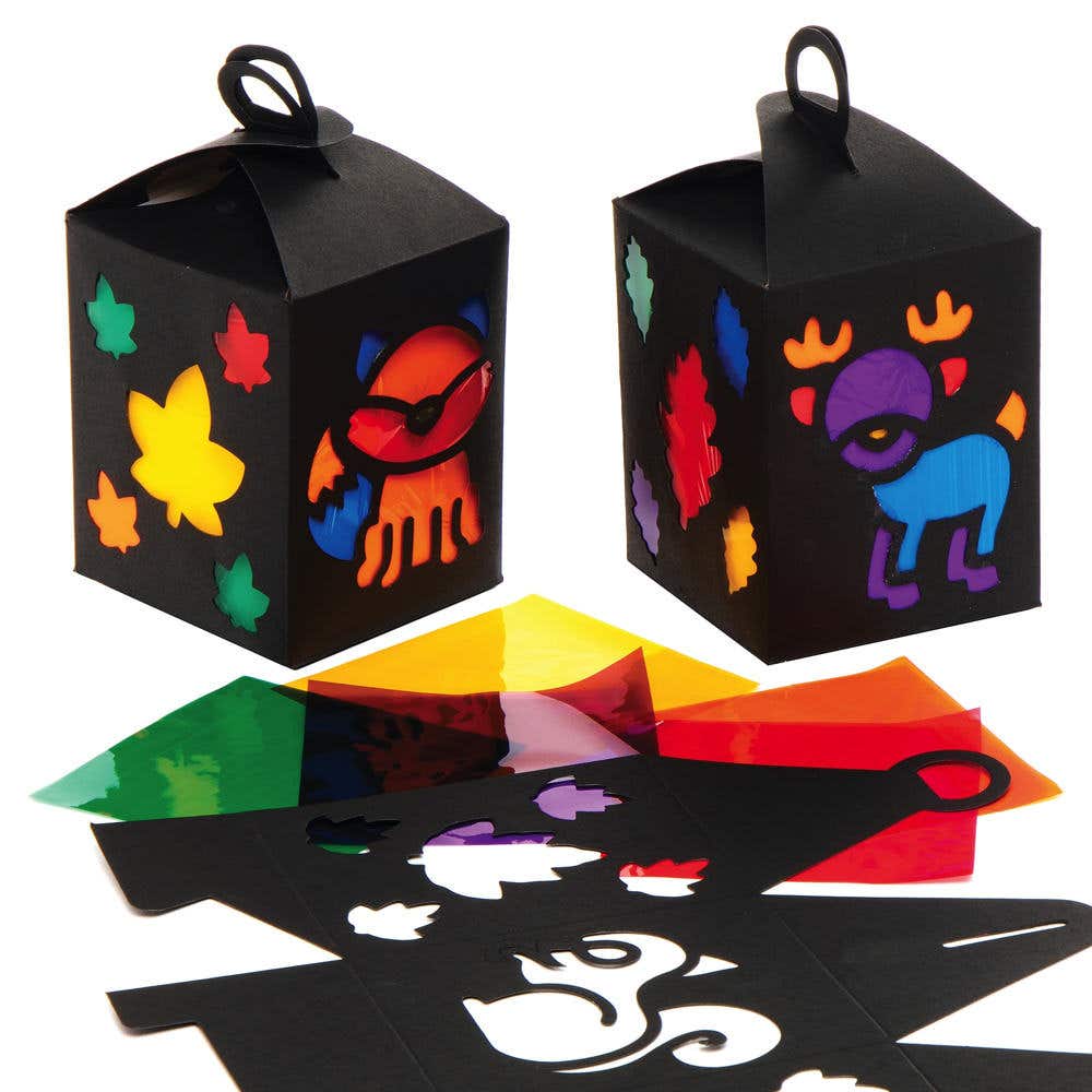 Autumn Stained Glass Lantern Craft Kits (Pack of 4) Range Of Designs, Fun & Educational Craft Kits