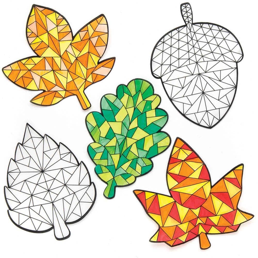 Autumn Colour-In Window Decorations (Pack of 12) Decoration Craft Kits