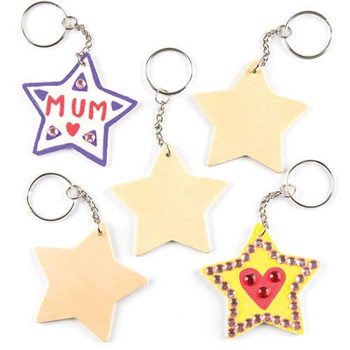 Star Wooden Keyrings (Pack of 8) Decoration Craft Kits