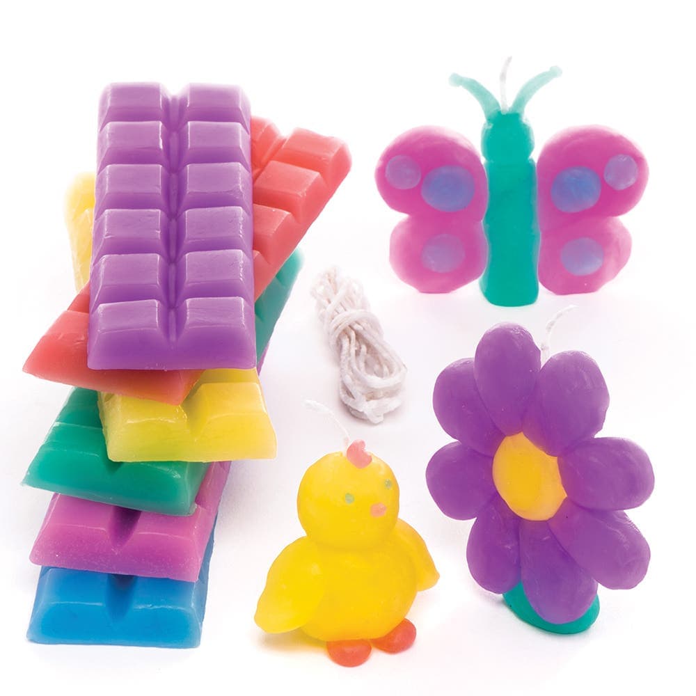 Pastel Candle Making Kit (Per pack) Craft Kits For Kids, 6 Assorted Colours, Includes Candle Wax Blocks & Wicks
