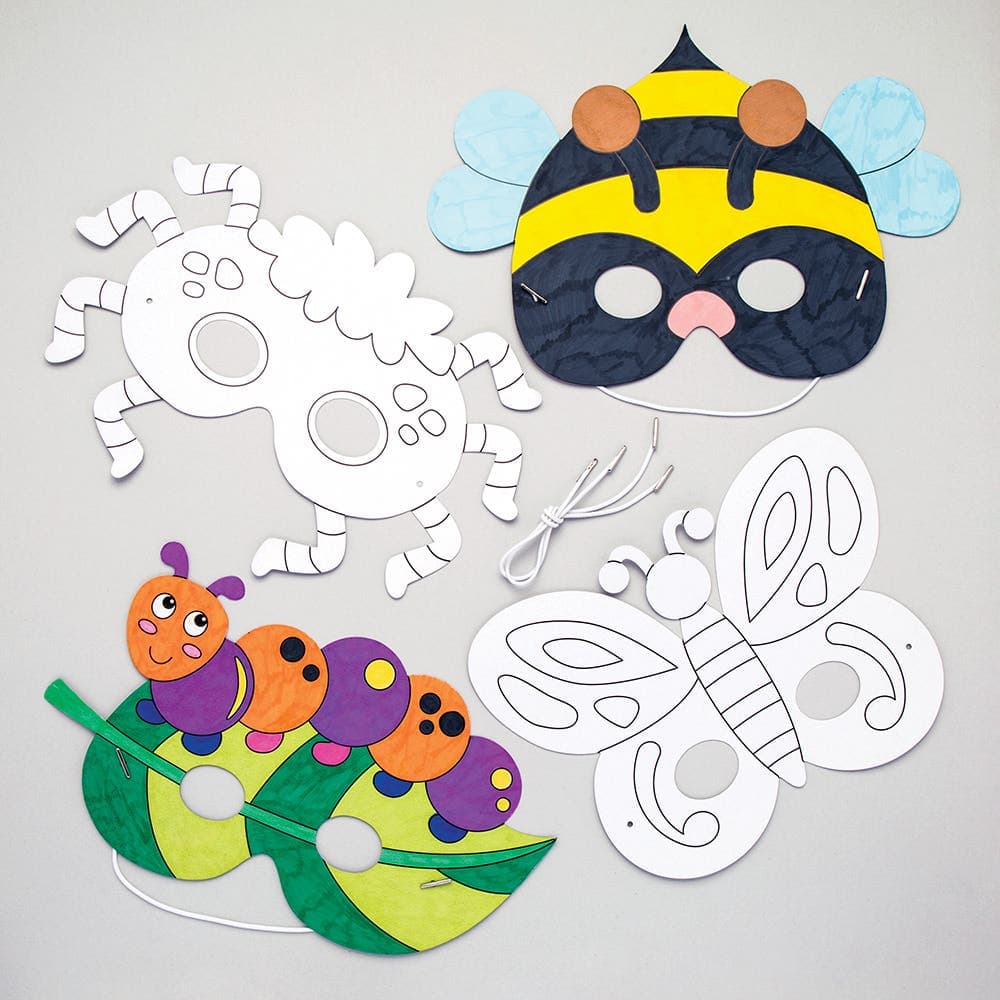 Bug Colour-in Masks (Pack of 8) Decoration Craft Kits