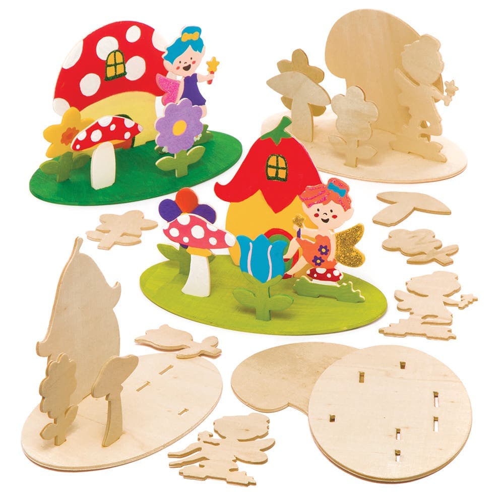 Wooden 3D Fairy Scene Kits (Pack of 4) Art Craft Kits
