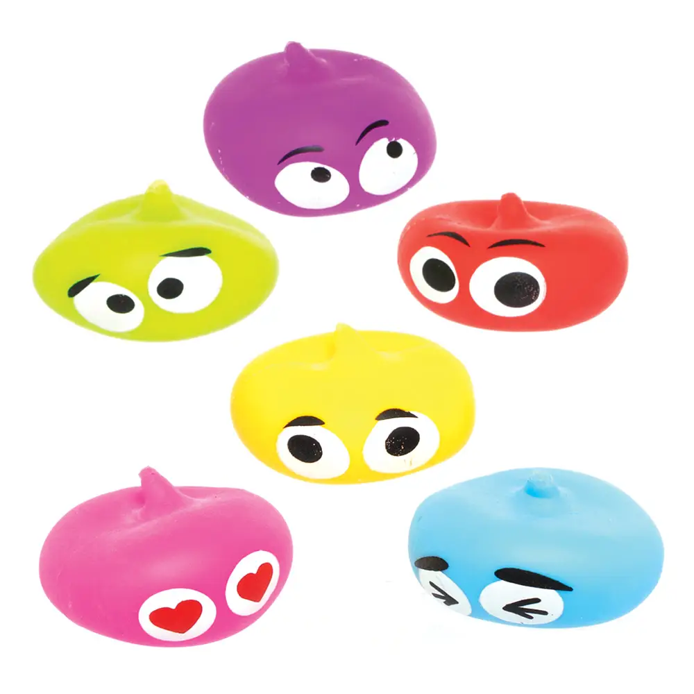 Squeezy Heads (Pack of 6) Range Of Colours - Squashy Sensory Toys