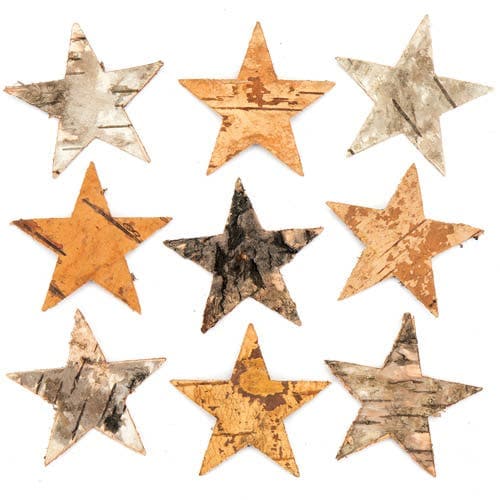 Bark Stars (Pack of 30) Natural Craft Materials, Colours Vary, Size 60mm, Rustic Crafting