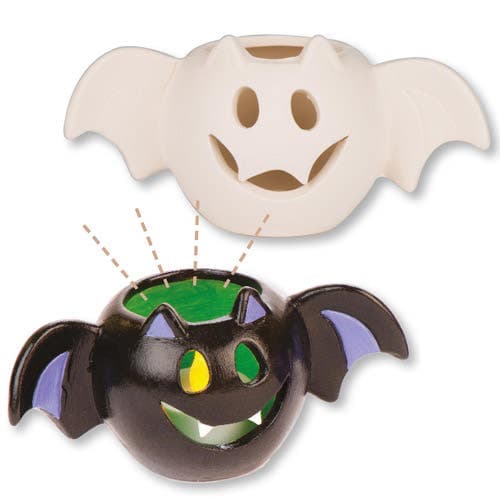 Bat Ceramic Tealight Holders (Pack of 3) Halloween Pottery Painting, Size 15cm x 8cm x 7.3cm