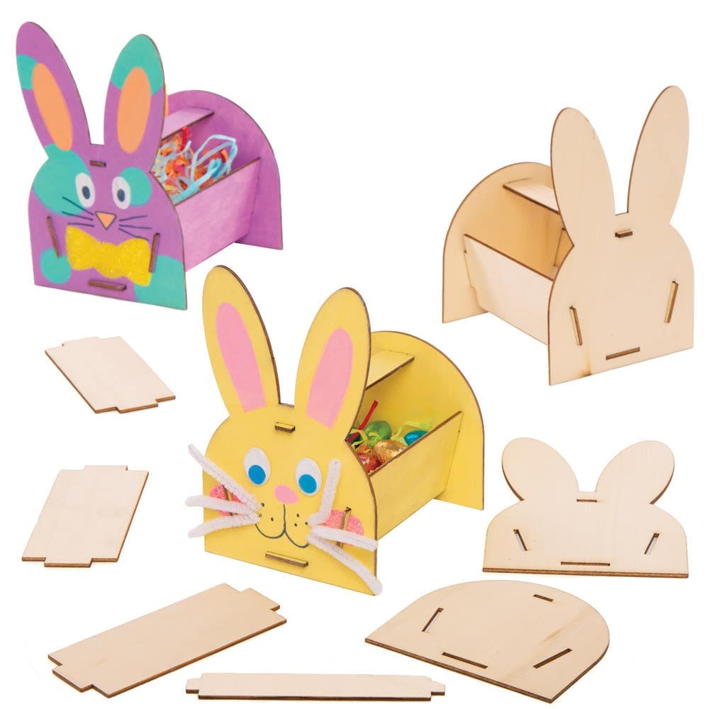 Bunny Wooden Basket Kits (Pack of 4) Easter Crafts For Kids