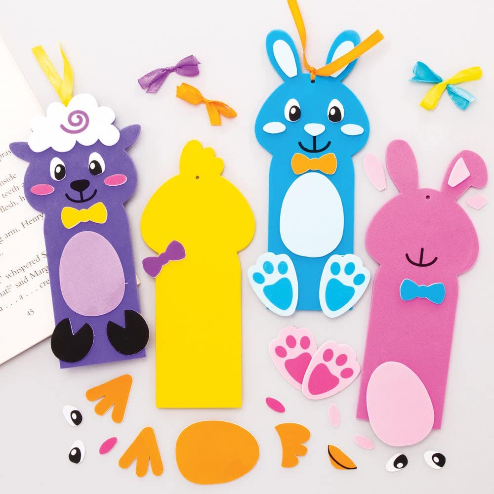 Easter Bookmark Kits (Pack of 8) Easter Crafts For Kids 4 assorted colours - Blue, Pink, Purple & Yellow