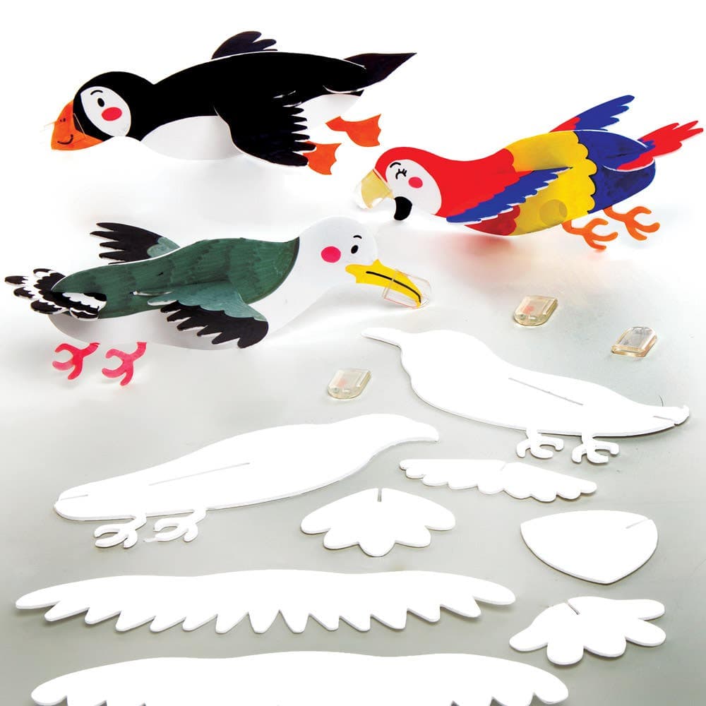Bird Colour-in Glider Kits (Pack of 10) Pocket Money Toys, 5 Assorted Designs, Party Bag Filler/Prizes