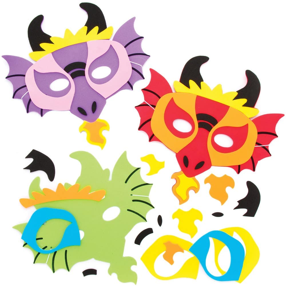 Dragon Mask Kits (Pack of 4) Art Craft Kits