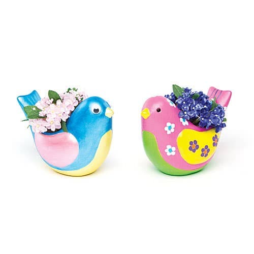 Bird Ceramic Flowerpots (Pack of 4) Nature Craft Kits