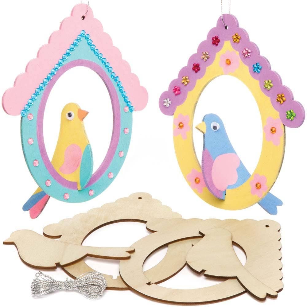 Wooden Hanging Bird Decorations (Pack of 5) Decoration Craft Kits