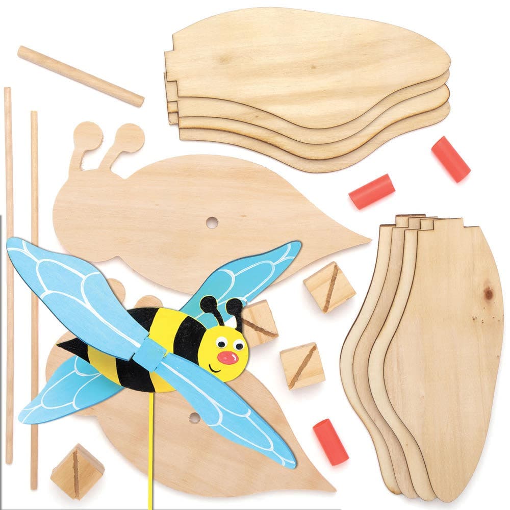 Bumble Bee Wooden Windmill Kits (Pack of 2) Nature Craft Kits