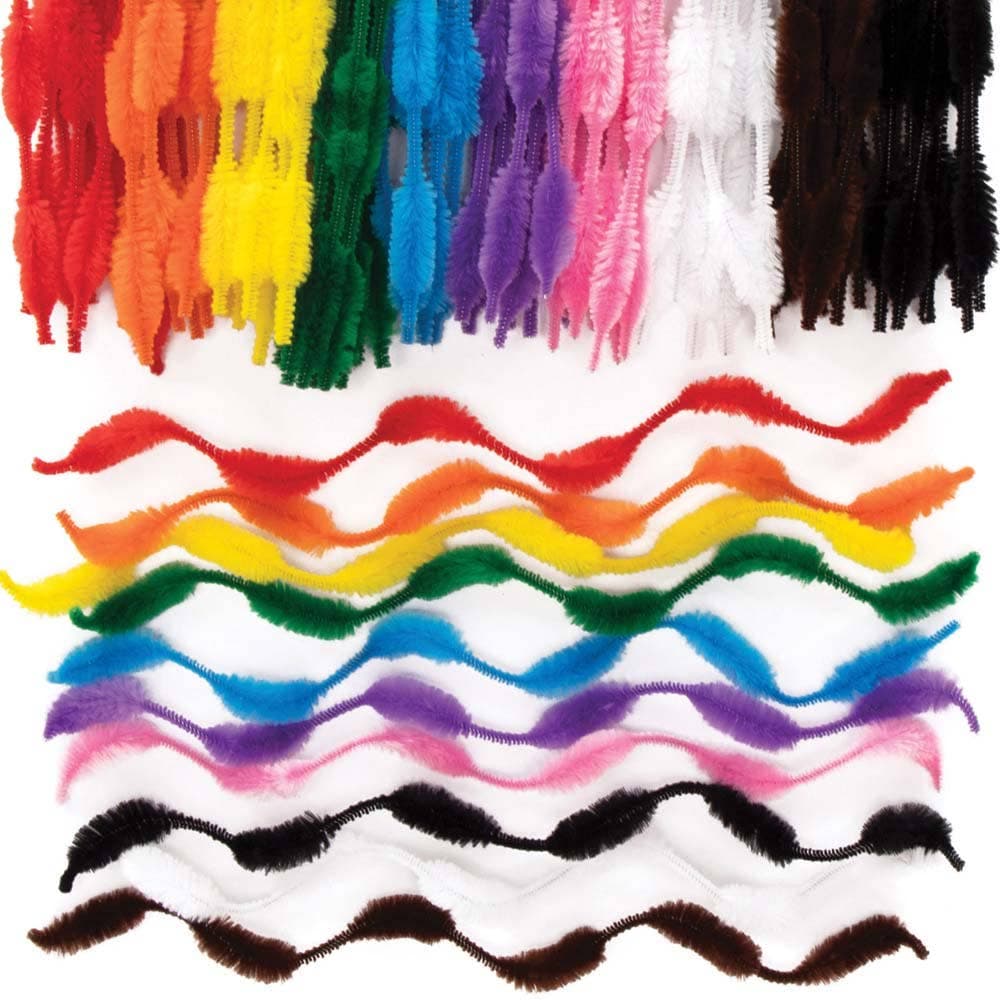 Bumpy Pipe Cleaners Value Pack (Pack of 100) Craft Embellishments 10 assorted colours - Blue, Yellow, Purple, Orange, White, Black, Red, Green, Pink & Brown