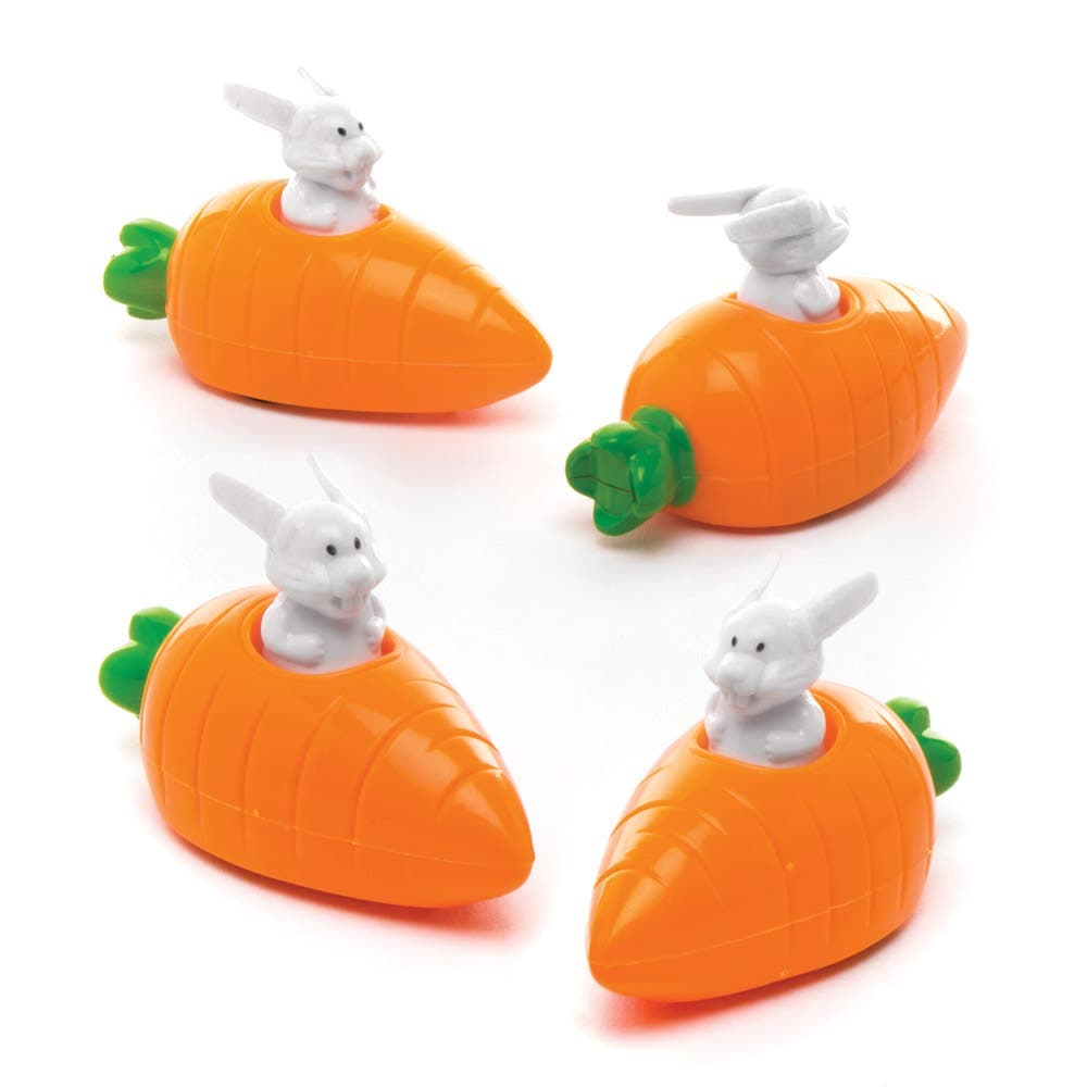 Bunny & Carrot Pull Back Racers (Pack of 4) Easter Toys, Egg Hunt Gifts For Children, 7.5cm Length