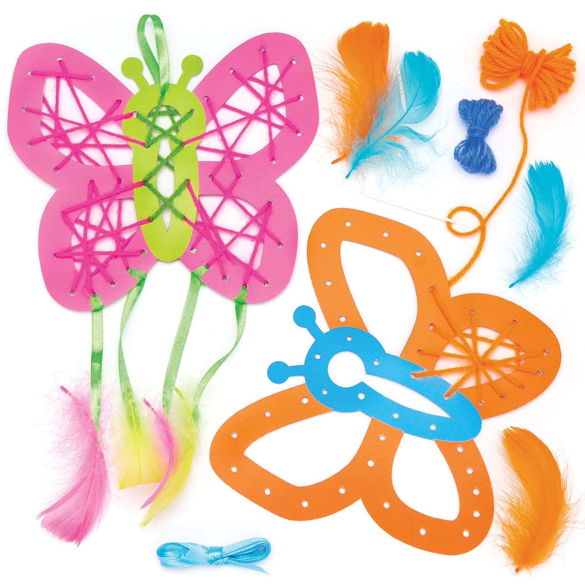 Butterfly Dreamcatcher Kits (Pack of 4) Decoration Craft Kits 4 colourways - Pink/Green, Green/Purple, Blue/Yellow & Orange/Blue