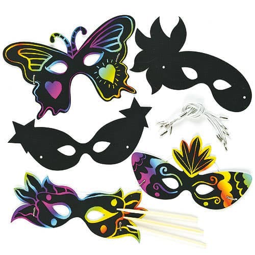 Carnival Scratch Art Masks (Pack of 10) Art Craft Kits