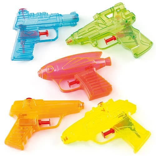 Water Pistols (Pack of 8) Assorted Colours & Designs, 7.5cm- 11.5cm,  Party Bag Fillers
