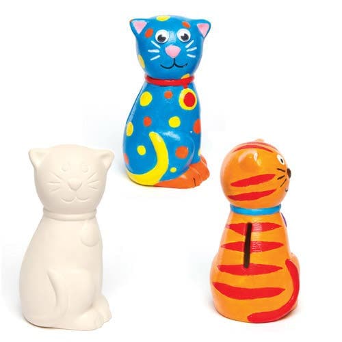 Cat Ceramic Coin Banks (Box of 2) Decoration Craft Kits