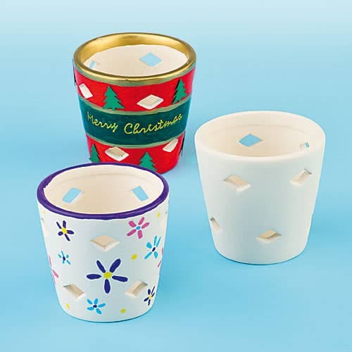 Ceramic Tealight Holders (Box of 4) Craft Kits For Kids, Size 68mm Tall