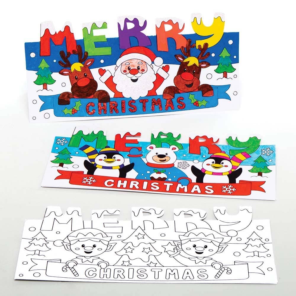Christmas Colour-in Pop-up Cards (Pack of 10) Christmas Crafts