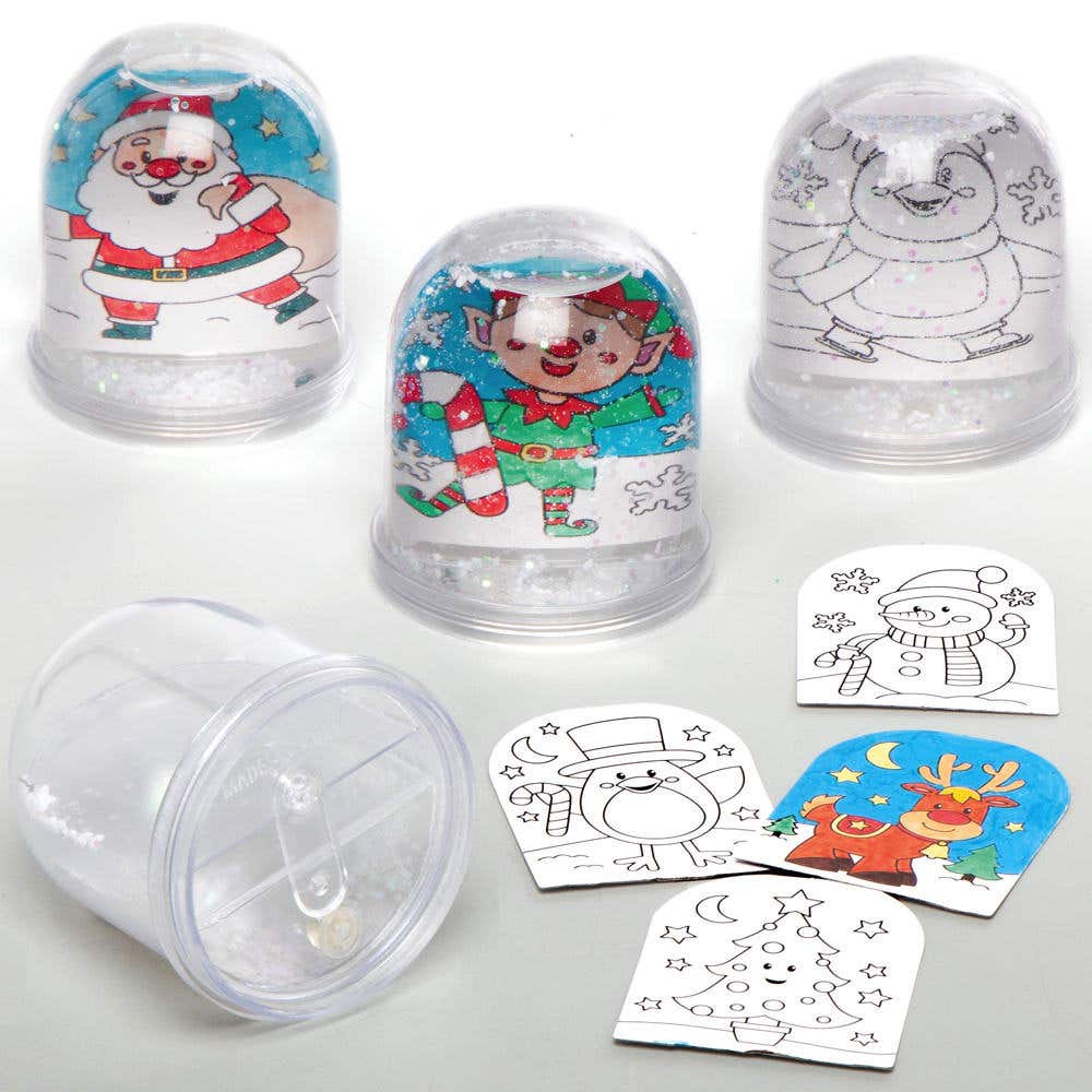 Colour-In Christmas Character Snow Globes (Pack of 4) Make Your Own Christmas Decorations, 8 Assorted Designs