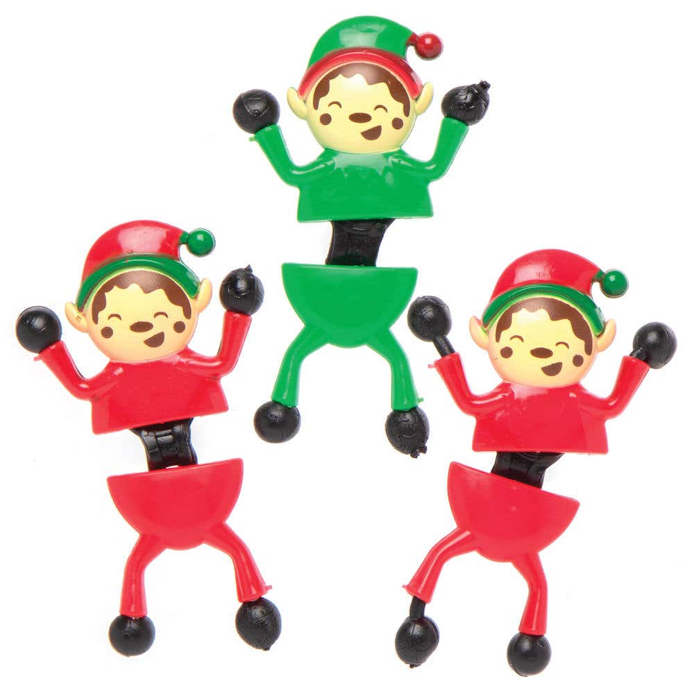 Christmas Elf Wall Climbers (Pack of 6) Christmas Toys 2 assorted colours - Red & Green