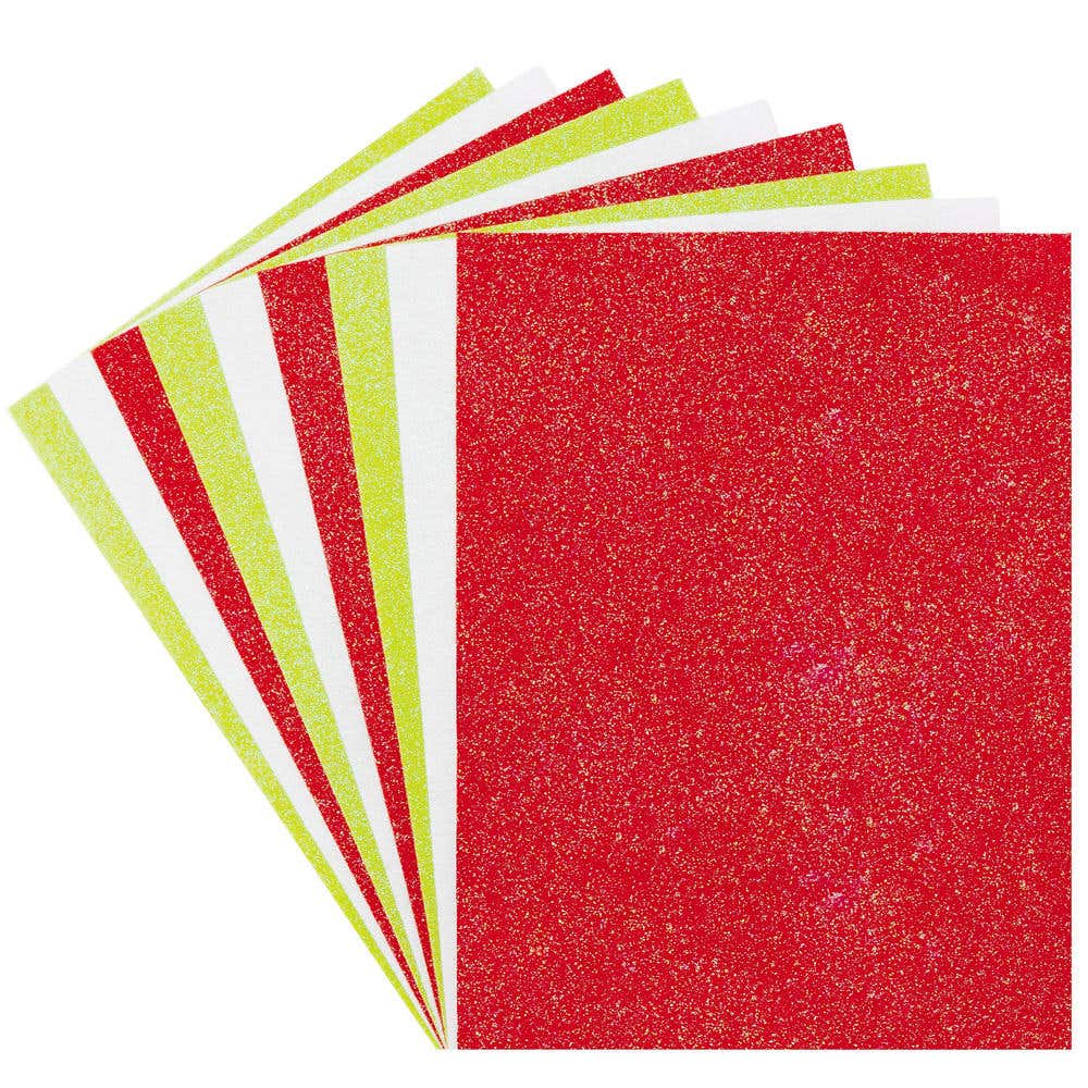 Christmas Glitter Felt Sheets (Pack of 10) Christmas Craft Supplies 3 assorted glitter colours - Red, Green & White