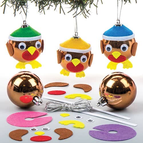 Christmas Robin Bauble Kits (Pack of 6) Christmas Crafts, Make Your Own, Assorted Colours