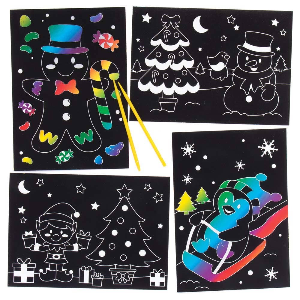 Christmas Scratch Art Pictures (Pack of 8) Christmas Crafts