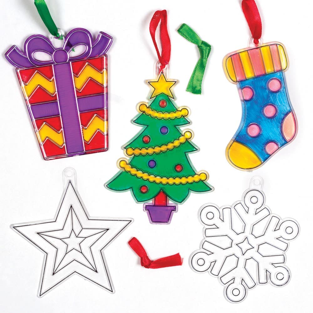 Christmas Suncatcher Hanging Decorations (Pack of 10) Christmas Crafts, Assorted Designs