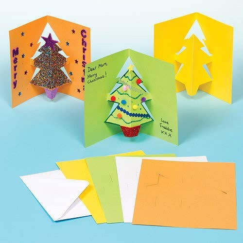 Christmas Tree Pop-out Greeting Cards (Pack of 8) Christmas Crafts, Envelopes Included