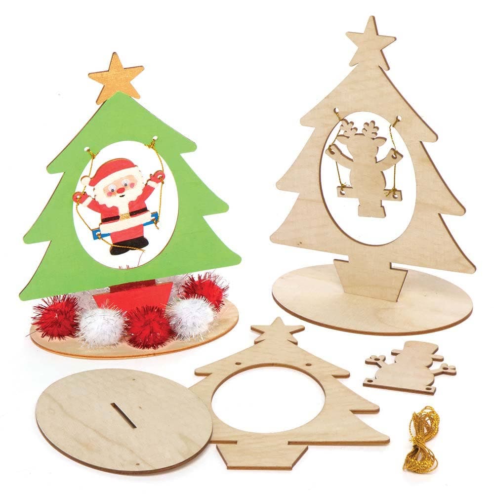 Christmas Tree Wooden Swing Kits (Pack of 4) Christmas Crafts