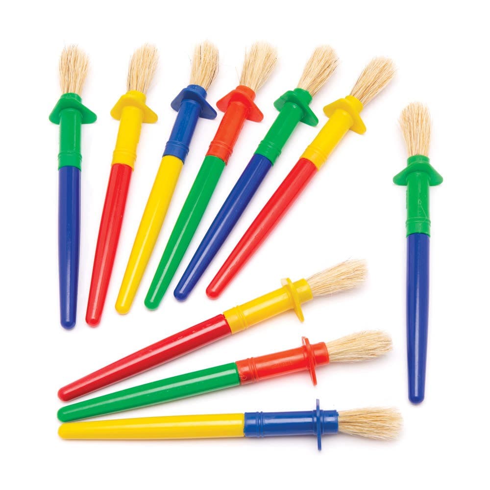 Chubby Non-Roll Paint Brushes (Pack of 12) Art Supplies, Art Materials Assorted handle colours