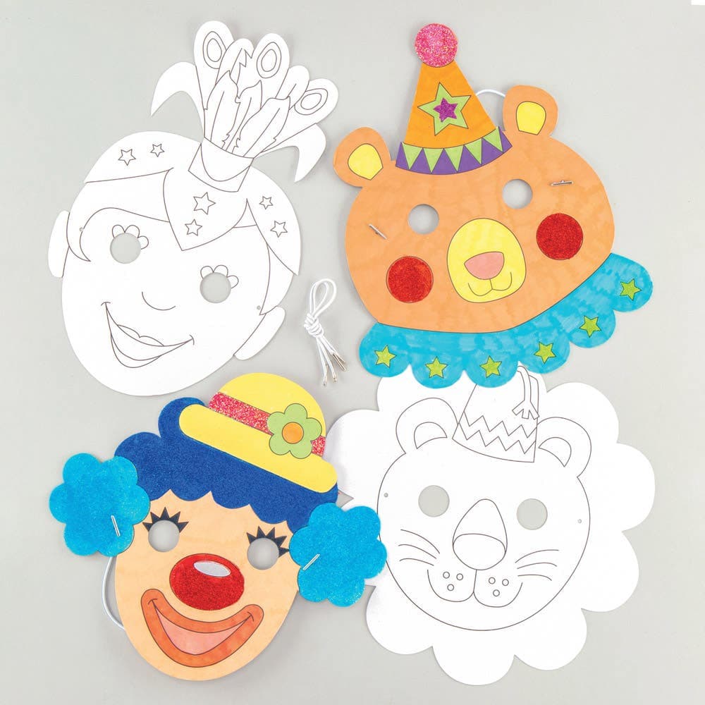 Circus Colour-in Masks (Pack of 8) Decoration Craft Kits