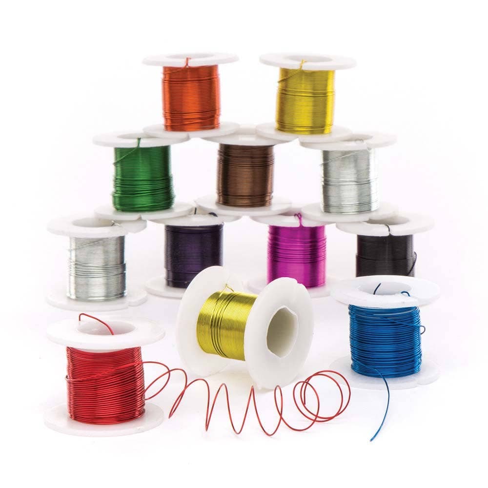 Coloured Craft Wire (Pack of 12) Craft Embellishments, 12 assorted colours, Easy To Bend & Shape