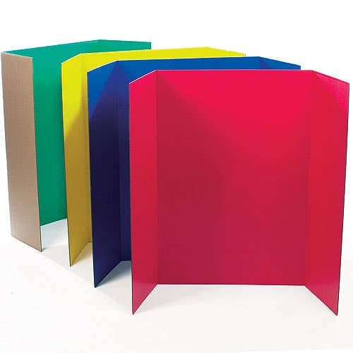 Coloured Presentation Boards (Pack of 4) Craft Supplies, 4 Assorted Colours, Tri-Fold Structure, Size Approx. 122cm x 91cm