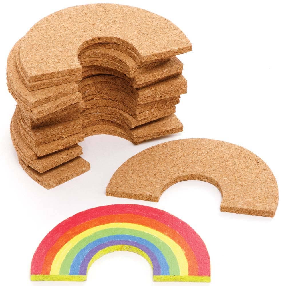 Cork Rainbows Value Pack (Pack of 30) Size 11cm x 7cm, Real Cork, Decorate & Personalise