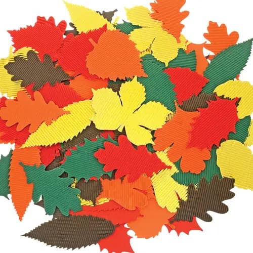 Corrugated Leaves (Pack of 120) Craft Blanks & Bases, 5 Colours & 8 Designs