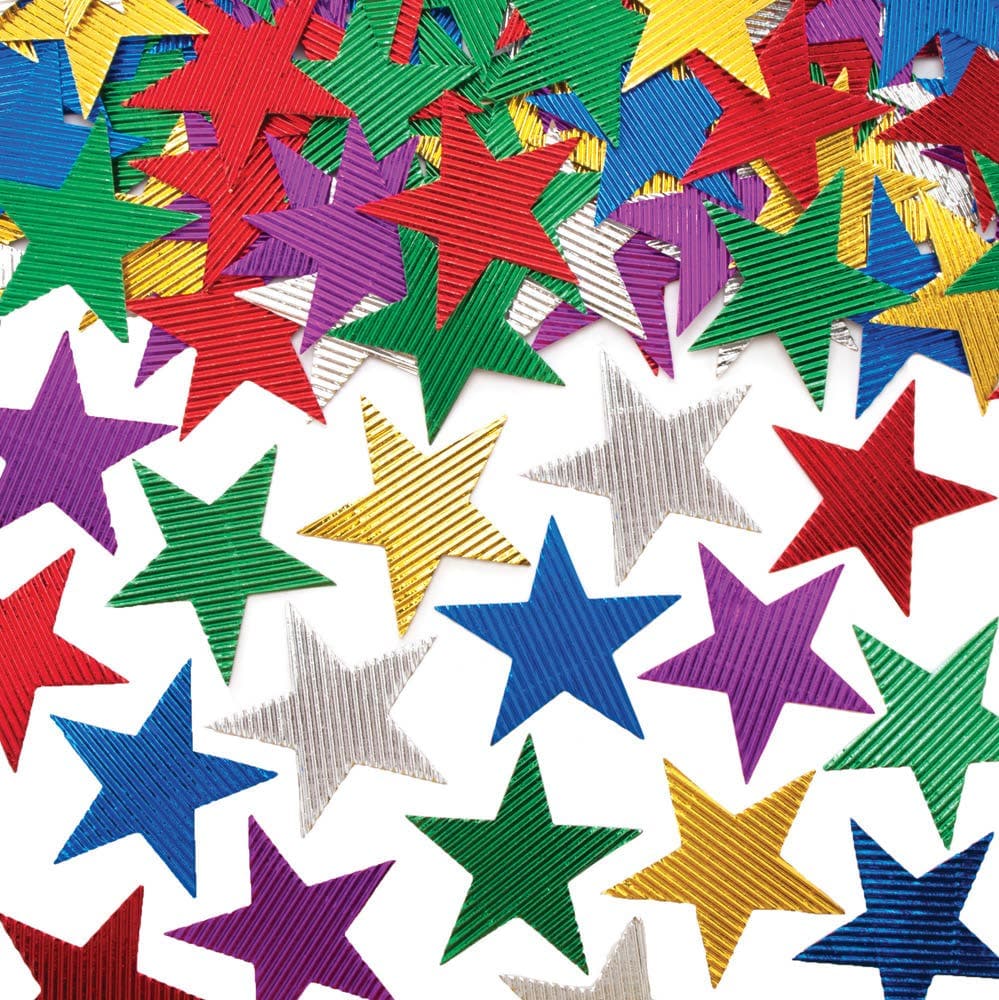 Corrugated Metallic Stars (Pack of 120) Craft Blanks & Bases 6 assorted metallic colours - Red, Blue, Silver, Gold, Green & Purple