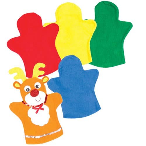 Felt Hand Puppets (Pack of 6) Sewing & Weaving Craft Kits, 6 Assorted Colours, 22cm