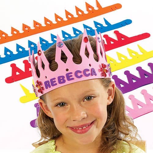 Foam Crowns (Pack of 8) 6 Assorted Colours, Crown Size 60cm, Adjustable, Decorate & Personalise