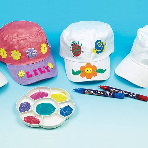 White Cotton Caps (Pack of 2) Decorate & Personalise, One Size Fits Most Heads, 100% Cotton