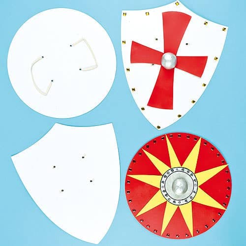 Shield Card Blanks (Pack of 4) Design Your Own, 2 Assorted Designs, Sizes 35cm-42cm, Elastic Handles Included